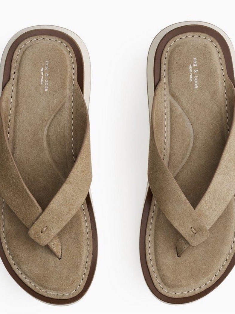 Rag & Bone Taupe Suede Thong Sandals